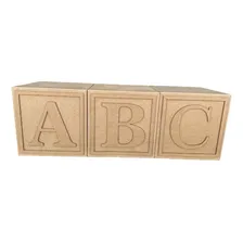 Jogo De Cubos Abc 30x30 Em Mdf Crú Foto mini  3