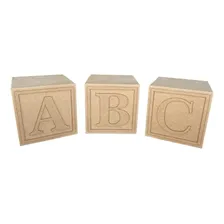 Jogo De Cubos Abc 30x30 Em Mdf Crú Foto mini  2