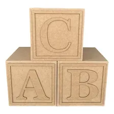 Jogo De Cubos Abc 30x30 Em Mdf Crú Foto  mini 1