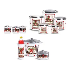 Jogo De Lata Kit Pia Pt Cond - AlumĂnio C Decoupage - 11 Pçs Cor Vermelho Pimentinha Foto mini 3