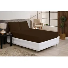Jogo De Lençol Cama Box De 30cm De Altura Com Fronhas Cor Marrom Foto mini 1