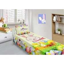 Jogo De Lençol Solteiro Decorativo Kit 2 Peças, Pascoa Mod.3 Foto mini 1