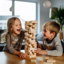 Jogo De Mesa Brinca Torre Equilibrio Em Madeira 54 Peças Foto mini  2