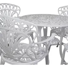 Jogo De M贸veis Para Jardim Modelo Primavera Mesa E 4 Cadeira Estrutura Branco Foto mini 2