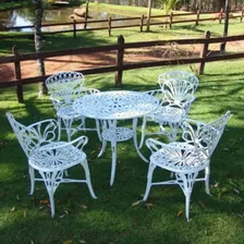 Jogo De M贸veis Para Jardim Modelo Primavera Mesa E 4 Cadeira Estrutura Branco Foto mini 3