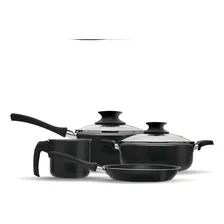 Jogo De Panelas Antiaderente Nigro Home Cook 4 Peças Teflon Cor Preto Foto  mini 1