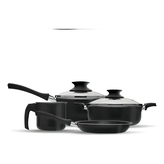 Jogo De Panelas Antiaderente Nigro Home Cook 4 Peças Teflon Cor Preto Foto 1