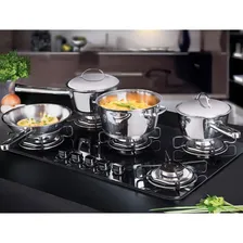 Jogo De Panelas Tramontina 8 Peças inox Fundo Triplo Allegra com Cozi vapore Foto mini 2