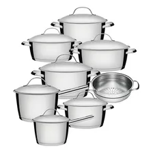 Jogo De Panelas Tramontina 8 Peças inox Fundo Triplo Allegra com Cozi vapore Foto mini 1
