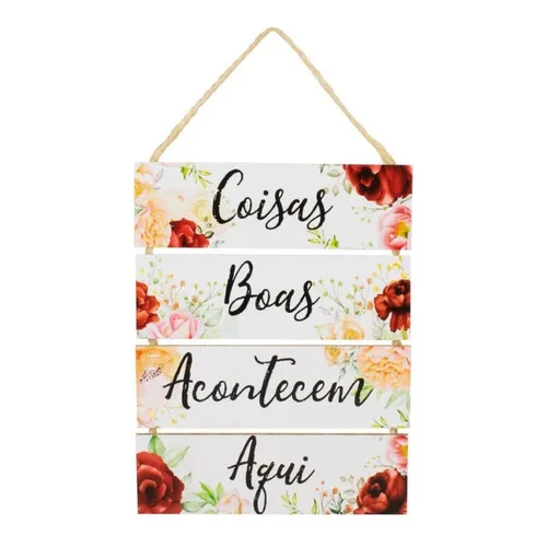 Jogo De Placas Em Madeira Com Corda 4 Peças Com Mensagens Nome Do Desenho Motivacional Foto 1