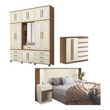Jogo De Quarto Casah Conjunto Quarto Branco Inclui 3 Peças - Com Cama Clássica E Foto  mini 1