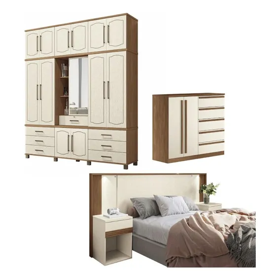 Jogo De Quarto Casah Conjunto Quarto Branco Inclui 3 Peças - Com Cama Clássica E Foto 1
