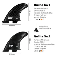 Jogo De Quilhas Encaixe Fcs2 Soulfins Sw2 (m7) Preta Triquilha Prancha de Surf Padrão Fcs 2 Large Quilhas Grandes Equipamento de Surf Soul Fins Foto mini 4
