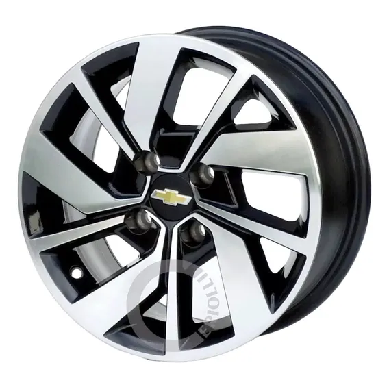 Jogo De Roda Gm Prisma Onix Aro 14 Celta Corsa + Bicos Cor Preto Diamantado S19 Foto 1