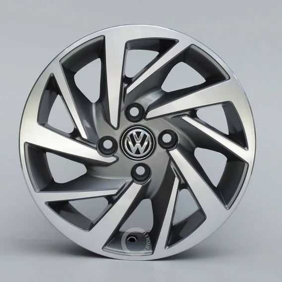 Jogo De Rodas Aro 14 Vw 4x100 Gol Voyage Saveiro + Bicos Cor Grafite Diamantado Foto 1