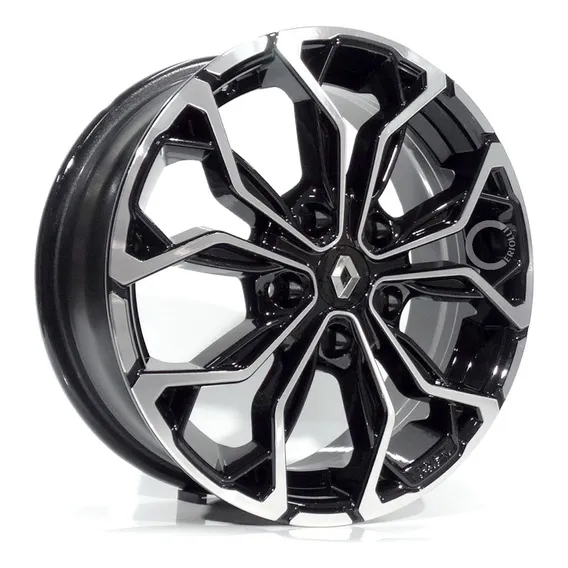 Jogo De Rodas Duster Ou Oroch 16 + Bicos Leia A Descrição Cor Preto Diamantado Foto 1