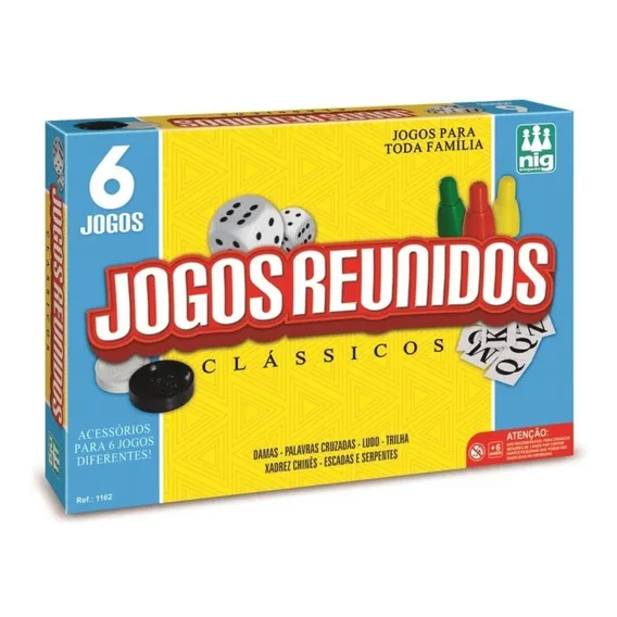Jogo De Tabuleiro Jogos Reunidos 6 Em 1 Clássicos 1162 Nig Foto 1
