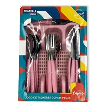 Jogo De Talheres Inox Kit Conjunto Talher Colher Garfo Faca Cor Rosa Foto mini 2