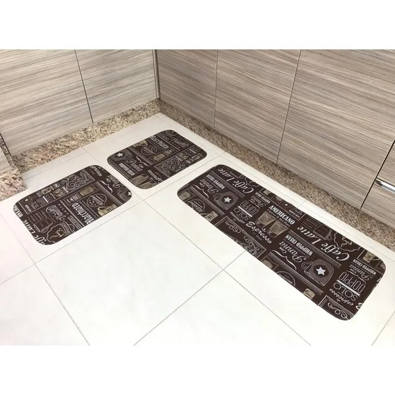 Jogo De Tapete Para Cozinha 3 Peças Coffee Foto 1