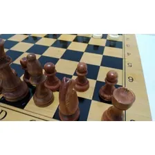 Jogo De Xadrez Dama E Gamão Madeira 39x39 Cm Foto mini 1