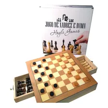Jogo De Xadrez E Dama Jogo Com Tabuleiro E Peças Em Madeira Com Gaveta grande Oficial 39x39 Profissional Escolar Educativo Jogos De Raciocíniotop Hoyle Foto mini 4