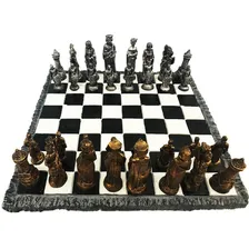 Jogo De Xadrez Medieval Tabuleiro E Peças Em Resina Completo Foto mini 3