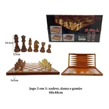 Jogo De Xadrez Tabuleiro Dama E Gamão Madeira 48x48 Cm Foto mini 1