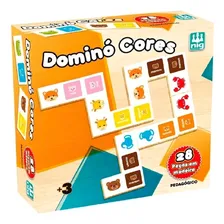 Jogo Domin贸 Cores Infantil Pedag贸gico 28 Pe莽as Colorido Nig Foto mini 1
