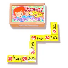 Jogo Dominó Multiplicação Em Madeira Infantil Menino Menina Foto mini 1