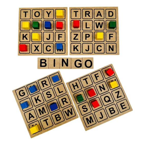 Jogo Educativo Bingo Letras Alfabeto 281 Peças Em Madeira Foto 1