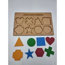 Jogo Educativo Brinquedo Tabuleiro Formas Colorido Mdf 28x18 Foto mini 3