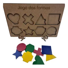 Jogo Educativo Brinquedo Tabuleiro Formas Colorido Mdf 28x18 Foto mini 1