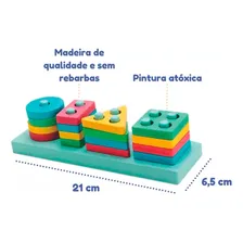 Jogo Encaixe Divertido Formas E Cores 17 Peças Em Madeira Foto mini 3
