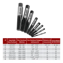 Jogo Extrator Saca Parafuso Com 8 Peças 2mm X 19.0mm Ades Foto mini 3