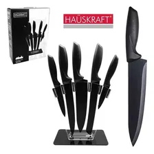 Jogo Facas Inox 5 Peças Suporte Acrílico Cor Preto Foto mini 3
