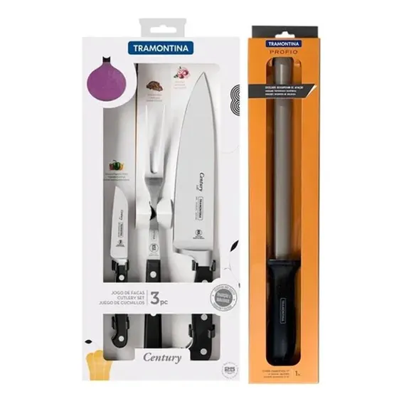 Jogo Facas Tramontina Century Chef Profissional E Chaira Foto 1