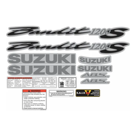 Jogo Faixa Emblema Adesivo Suzuki Bandit 1200s 2006 Prata Foto 1