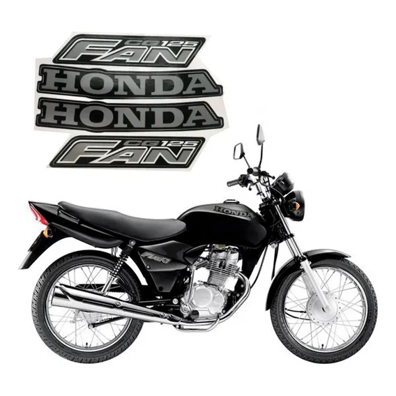 Jogo Faixas De Adesivos Completo Honda Cg Fan 125 Preta 2008 Foto 1
