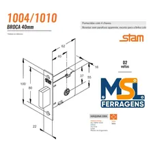 Jogo Fechaduras Travas Segurança Stam 1004 Tetra Escovada 40 Foto mini 4