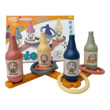 Jogo Funcional de Lançamento de Argolas para Crianças, Brinquedo de Lançamento de Argolas de Garrafas de Plástico, Jogo Interativo de Garrafas com Argolas com Base Muito Estável, Argolas de Lançamento Foto mini 1