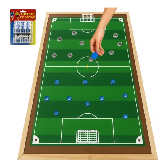 Jogo Futebol 90x60 Peteleco + Kit Jogo Botão Salão De Jogos Cor Gramado Foto 1