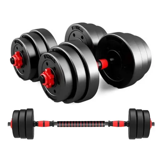 Jogo Halteres De Anilhas 20kg E Barras Ajustáveis Musculação Cor Preto Foto 1