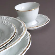 Jogo Jantar Chá 42pçs Pomerode Filete Ouro Porcelana Schmidt Foto mini 3