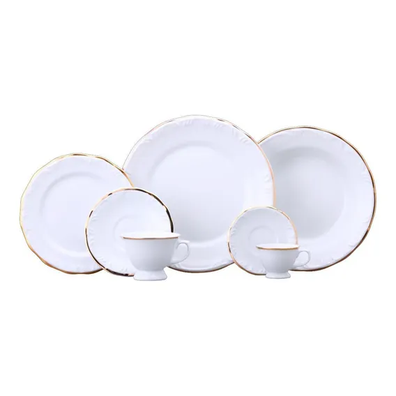 Jogo Jantar Chá 42pçs Pomerode Filete Ouro Porcelana Schmidt Foto 1