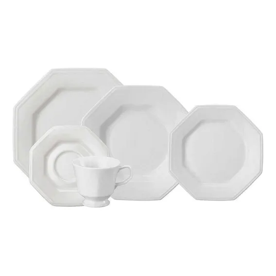 Jogo Jantar/chá 30 Peças Prisma Porcelana Schmidt Branco Foto 1
