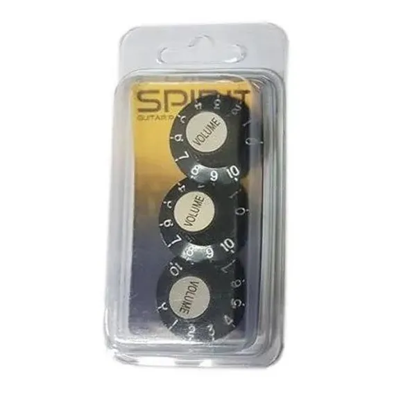 Jogo Kit 3 Knob Chapéu Volume Guitarra Baixo Preto Spirit Foto 1