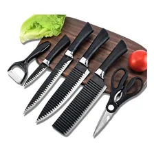 Jogo Kit 6 Facas Chef Cozinha Inox Antiaderente Foto mini 1