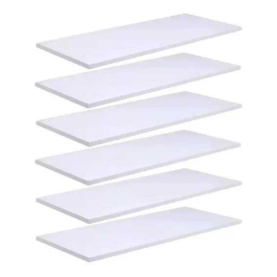 Jogo Kit 6 Prateleiras Mdf Branca 15mm - Suporte Invisivel Cor Branco Foto 1