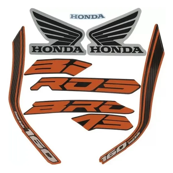 Jogo Kit Adesivos Honda Nxr Bros 160 2018 Laranja - Lb10674 Foto 1