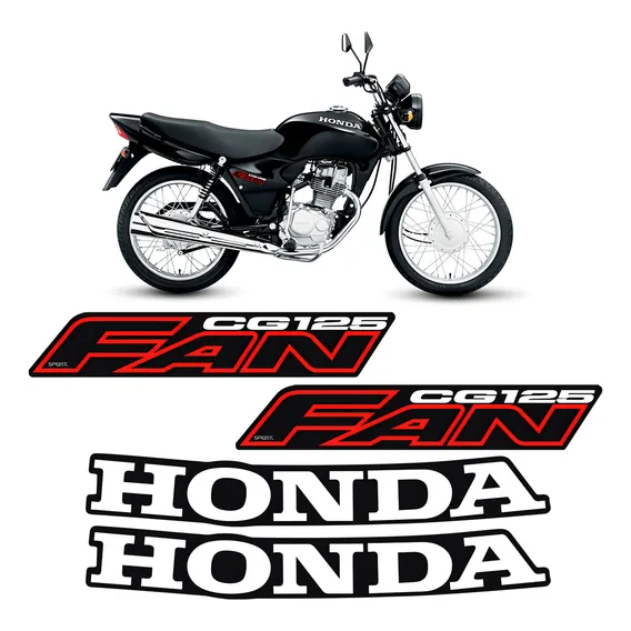Jogo Kit Adesivos Para Honda Cg Fan 125 2006 Moto Preta Foto 1